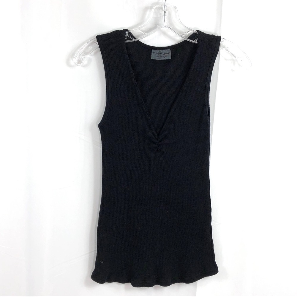Michael Stars V-Neck Black Knit Sleeveless Tank OS